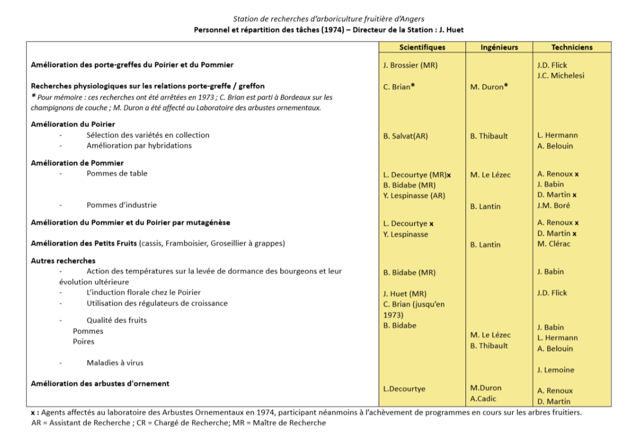 Organigramme 1974
